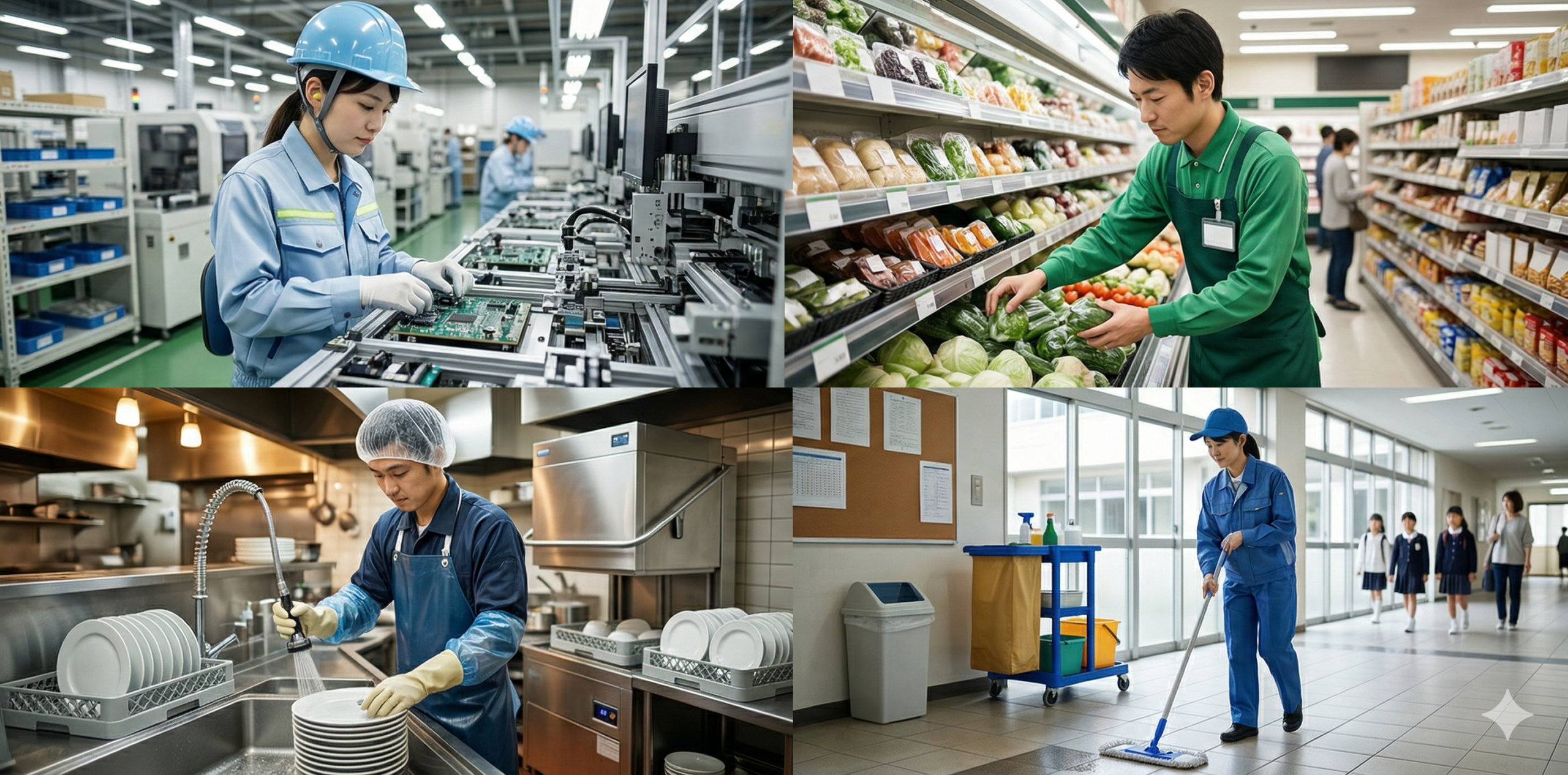 その他の運搬・清掃・包装・選別等の職業 (736)